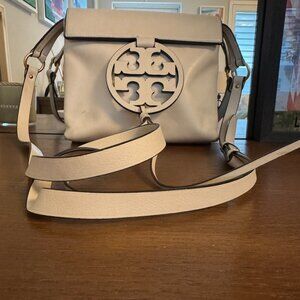 Tory Burch Crossbody Miller Bag Soft White Leather Logo Flap Crossbody Bag